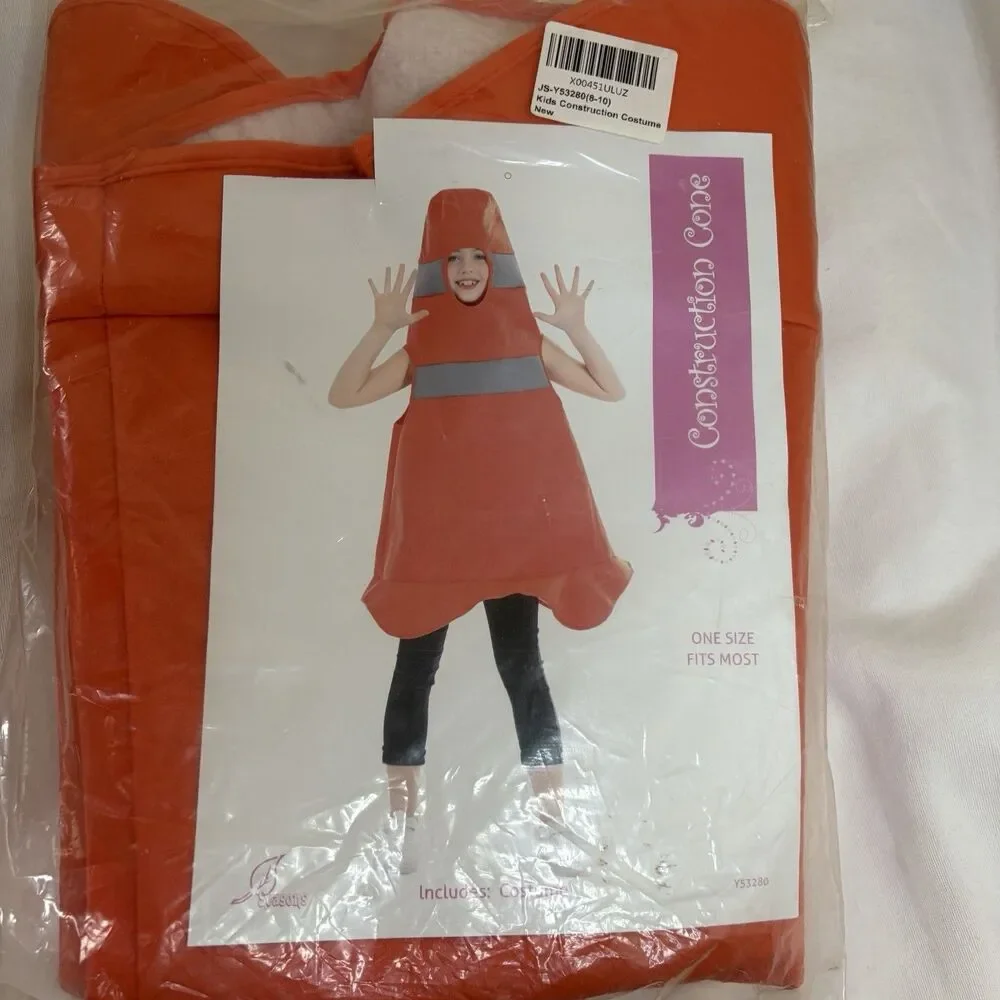 Construction Cone Costume Kids Youth Size 8/10 Orange Traffic Cone Halloween